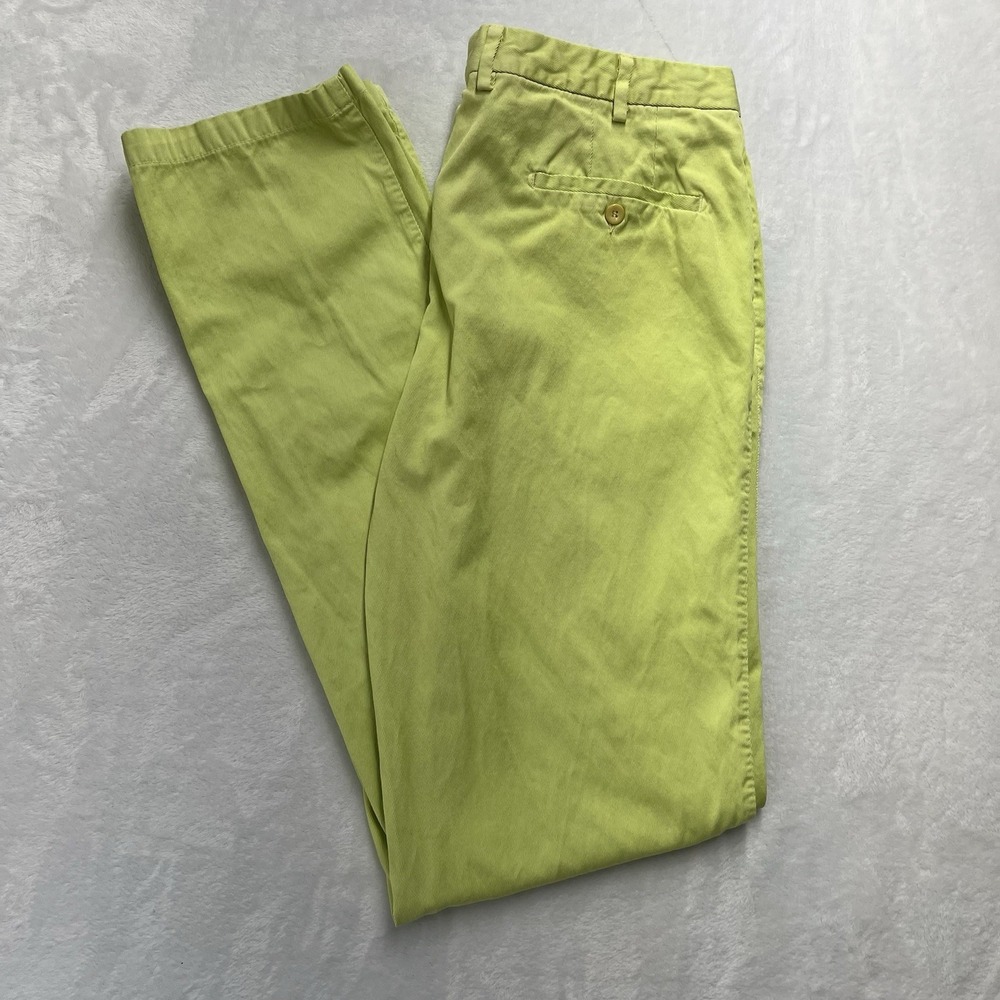 Fedeli Light Green Flat Front Cotton Chino Pants Mens 34x36 Trousers Made Italy